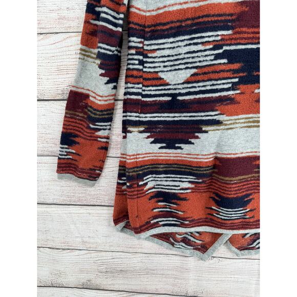 Lucky Brand Aztec Drape Cardigan Sweater Womens Small Gray Maroon Rust - Picture 13 of 14
